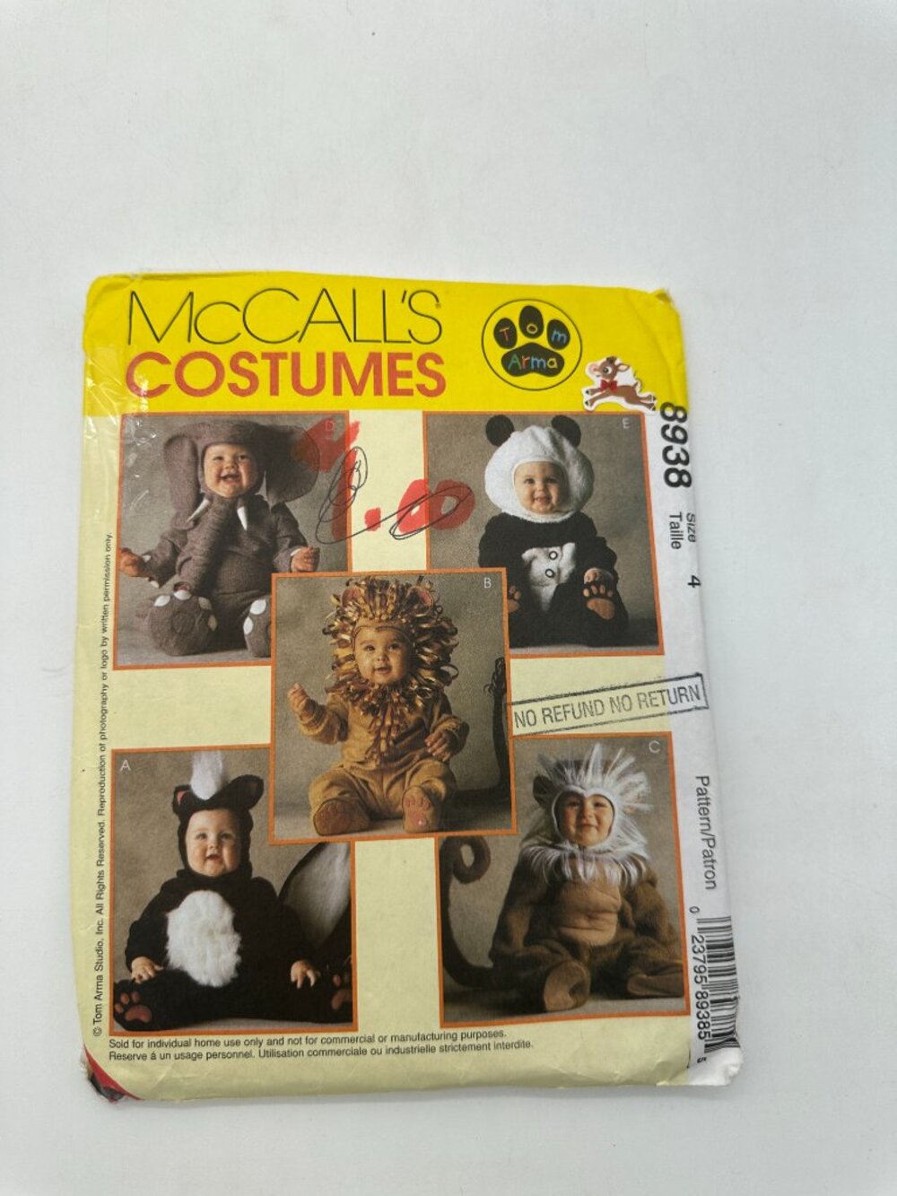 New McCall's Halloween Costume Pattern 8938 Boys Girls Size 4 Toddlers Lion more
